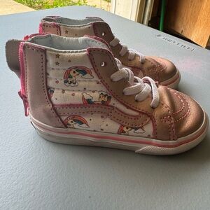 Vans Kids Pink and White Unicorn High-Top Sneakers